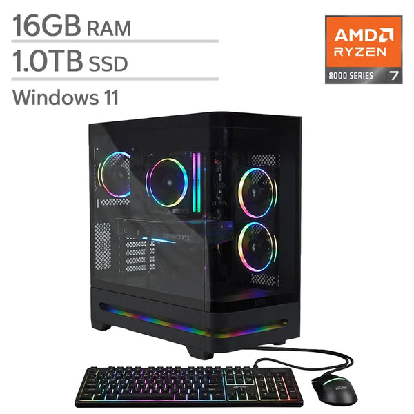 Acer Nitro 85 Gaming Desktop, AMD Ryzen 7 8700F - 16GB RAM, 1 TB SSD, NVIDIA GeForce RTX 5060 E0