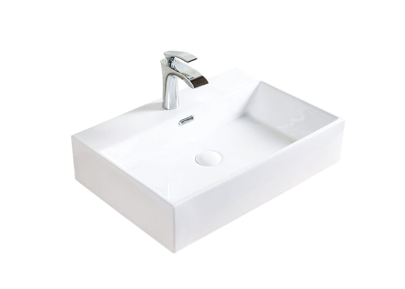 A&E Bath Raylee Ceramic Vessel Bathroom Sink/Basin with Overflow, Glossy White P5