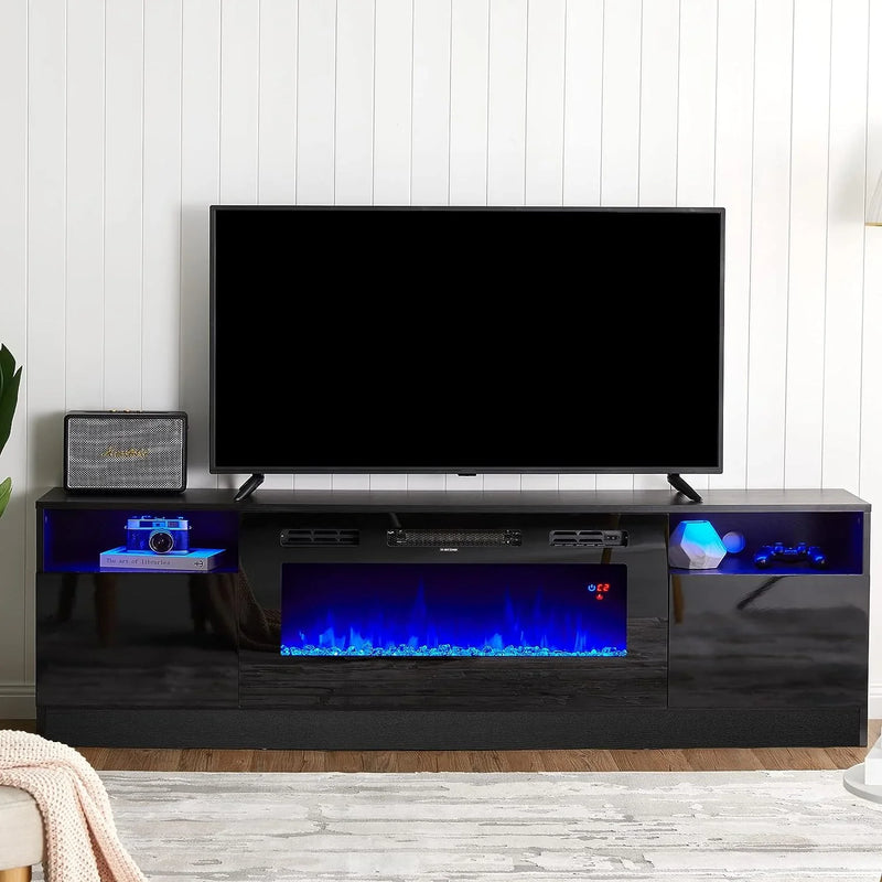 Fireplace TV Stand with 36" Electric Fireplace, LED Light Entertainment Center H4