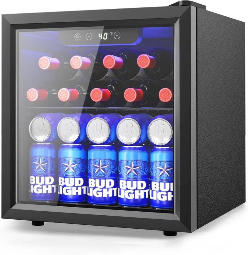 Beverage Refrigerator Cooler - 126 Can Mini Fridge with Glass Door for Soda Beer or Wine, Beverage Cooler for Home, Office, Bar with Adjustable Removable Shelves, Silver E0
