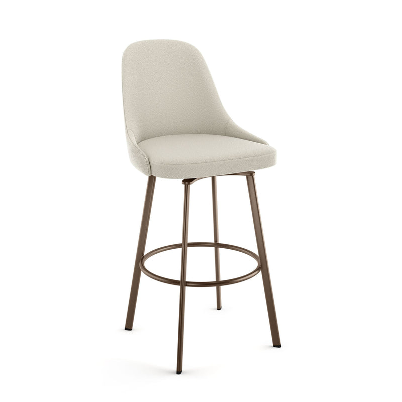 Amisco Harper Swivel Counter Stool with Backrest, Bronze Frame & Cream Fabric, 26-in O1