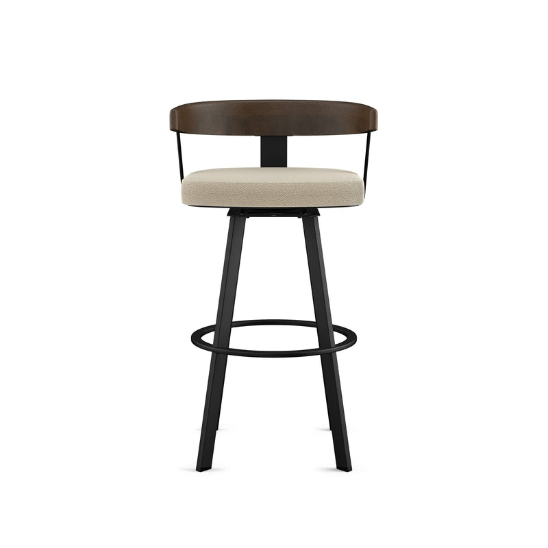 Amisco Lars Wood Swivel Counter Stool with Backrest, Black Frame, 26-in V6