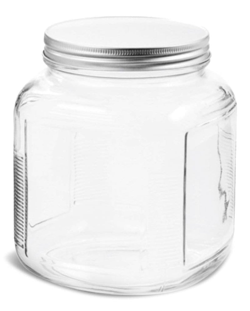Anchor Hocking Cracker Glass Food Storage Jar with Silver Lid, 2-qt, Clear & Durable Glass V3
