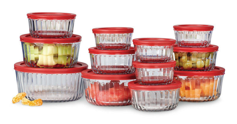 Anchor Hocking Fluted Glass Food Storage Set with Lids, 12 Count Q1