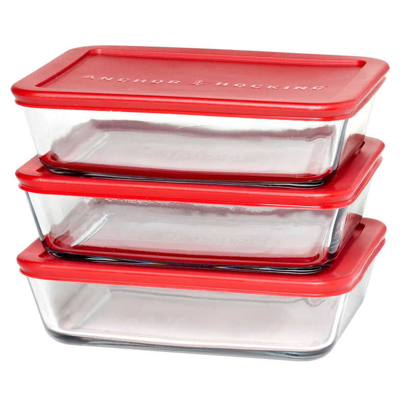 Anchor Hocking Glass Meal Prep Food Storage Container Set, 6-pc X4