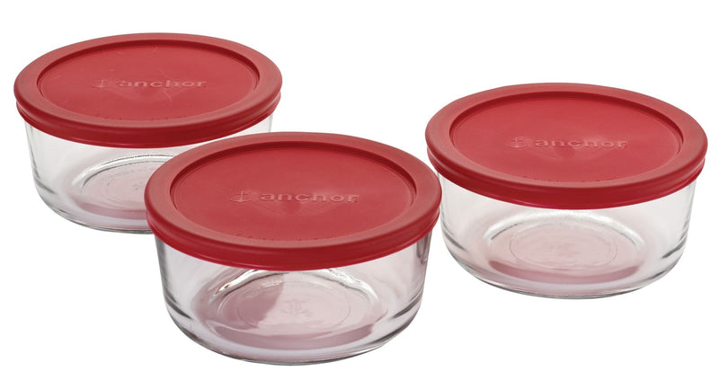 Anchor Hocking Glass Round Storage Container Set with Lids, 3 Count H9