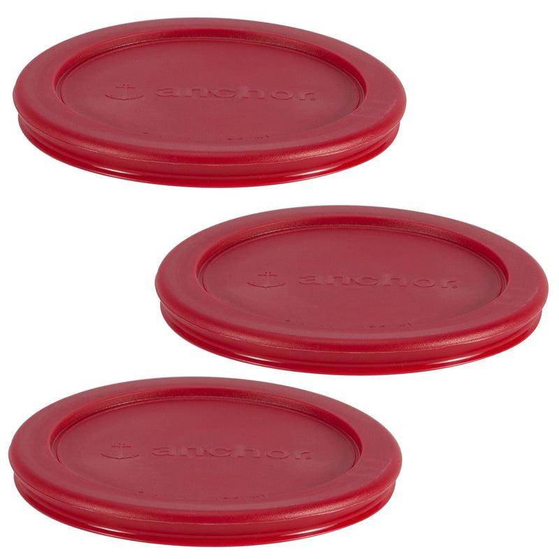 Anchor Hocking Plastic Lid Set, Red, 3-pc x 2-Cup W3