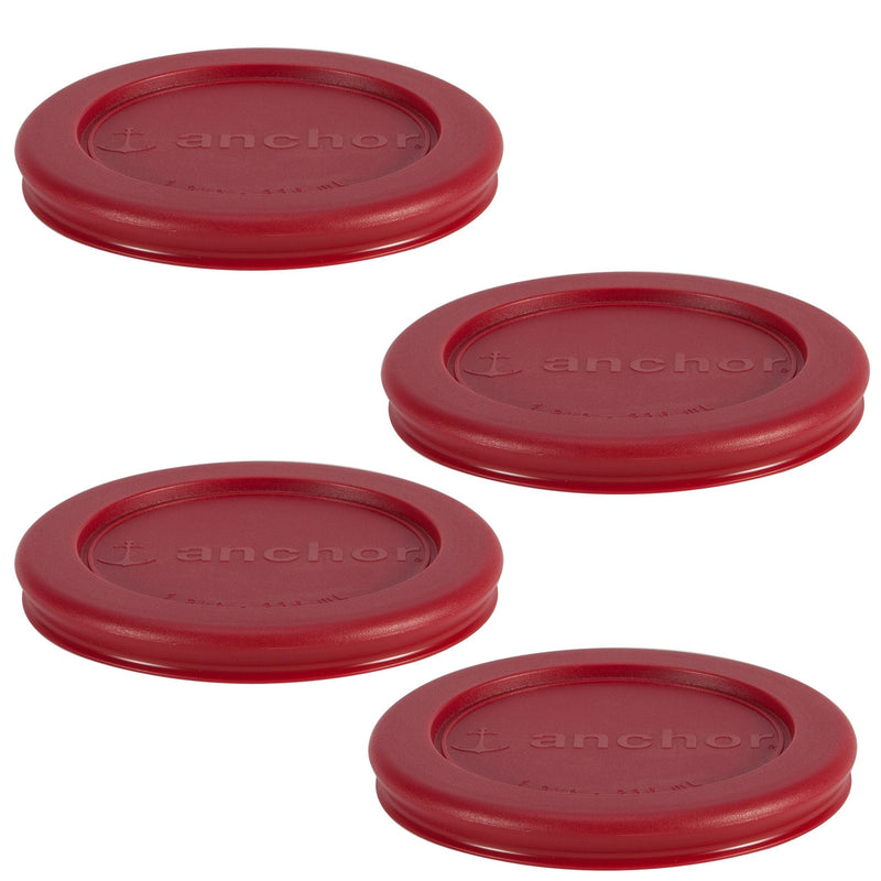 Anchor Hocking Plastic Lid Set, Red, 4-pc x 1-Cup D4