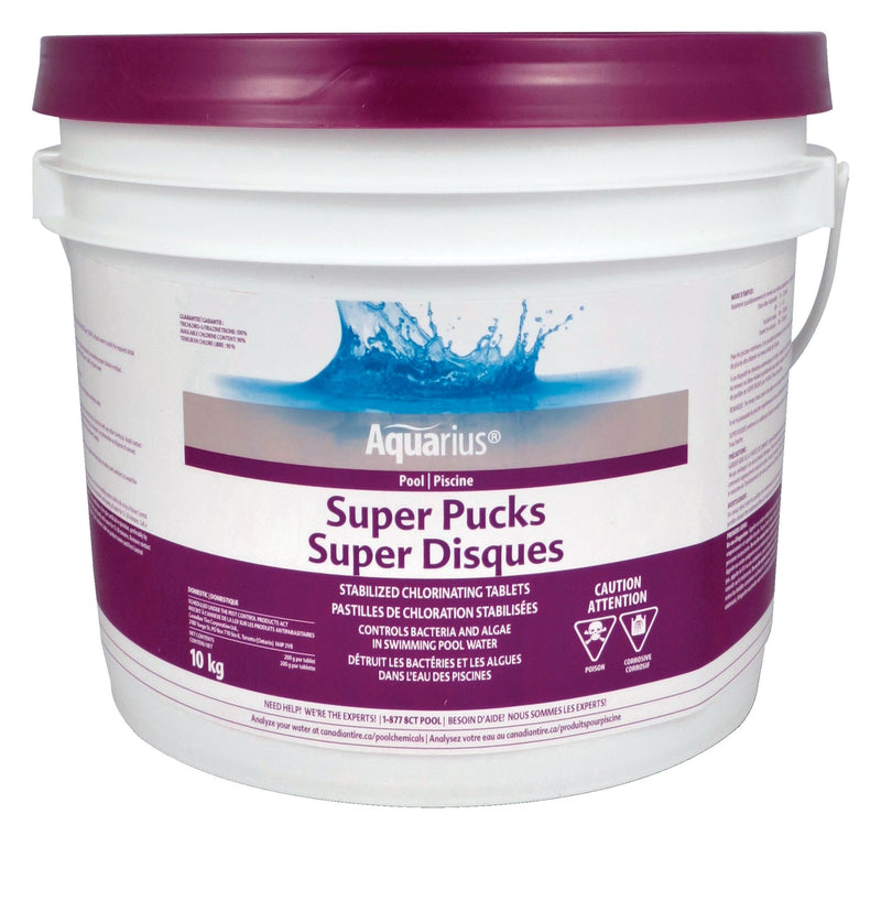 Aquarius Super Pucks Stabilized Chlorine Pool Pucks, 10-kg D9