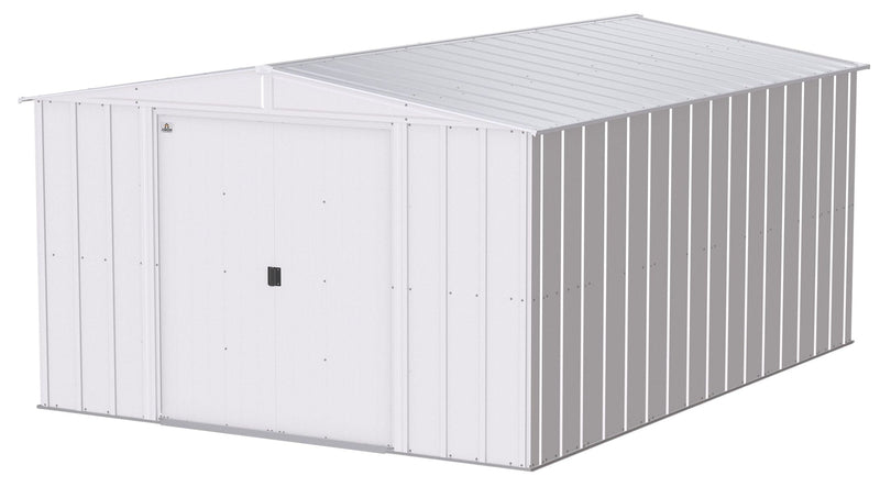 Arrow Classic Galvanized Steel Storage Shed, Flute Grey, 10-ft x 14-ft V8