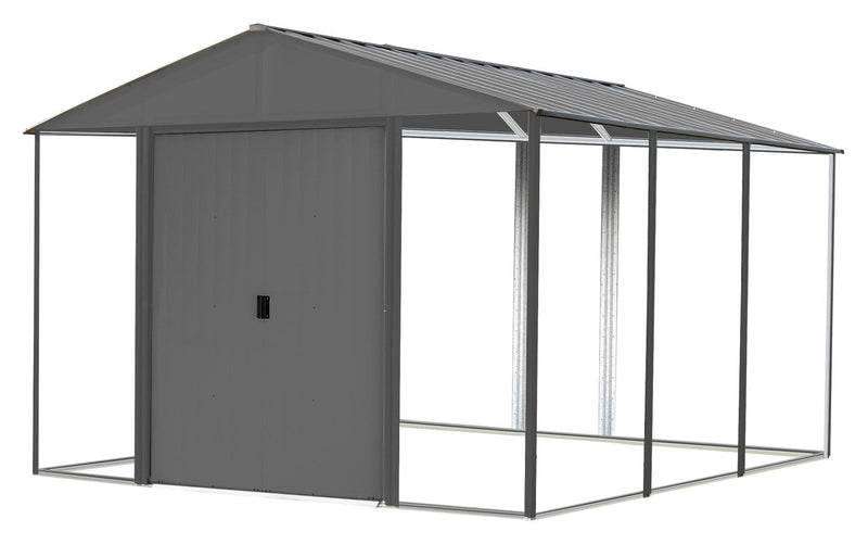 Arrow Ironwood Steel Hybrid Shed Kit, Anthracite, 10-ft x 12-ft S0