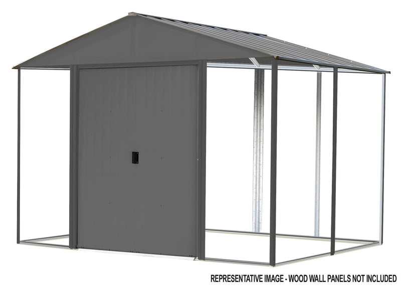 Arrow Ironwood Steel Hybrid Shed Kit, Anthracite, 8-ft x 8-ft S8