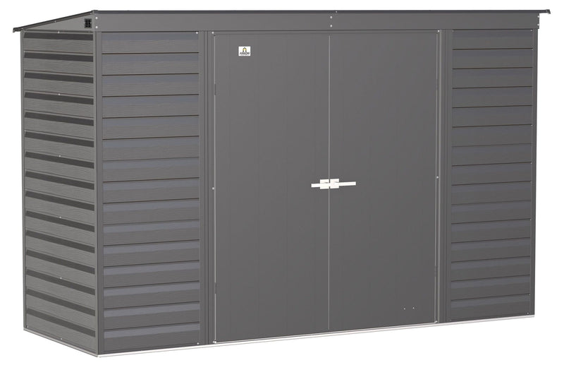 Arrow Select Galvanized Steel Storage Shed, Charcoal, 10-ft x 4-ft W8