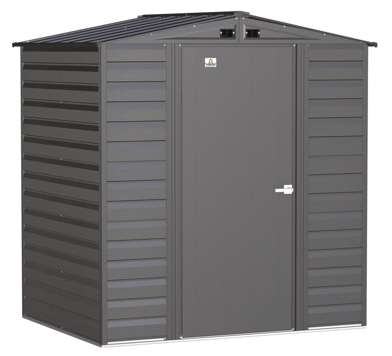 Arrow Select Galvanized Steel Storage Shed, Charcoal, 6-ft x 5-ft T0