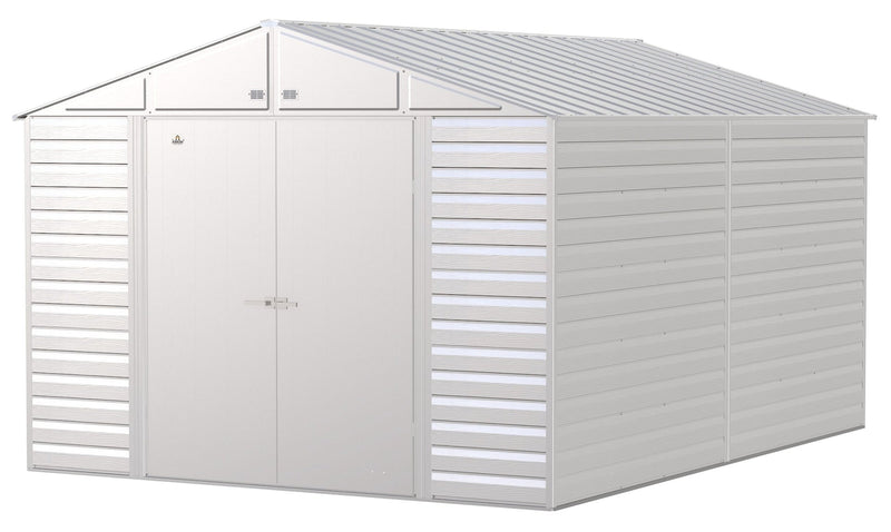 Arrow Select Galvanized Steel Storage Shed, Flute Grey, 10-ft x 14-ft M3