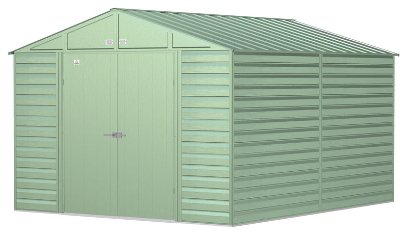 Arrow Select Galvanized Steel Storage Shed, Sage Green, 10-ft x 12-ft D6