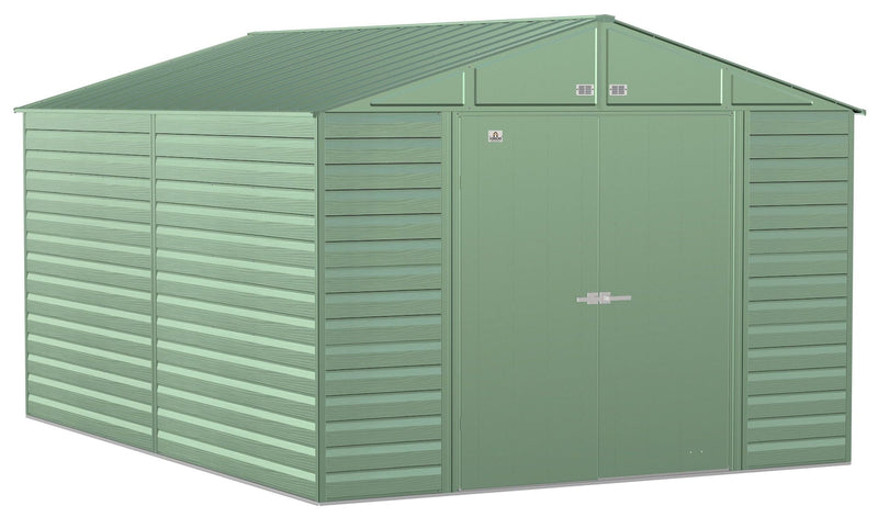 Arrow Select Galvanized Steel Storage Shed, Sage Green, 10-ft x 14-ft R1