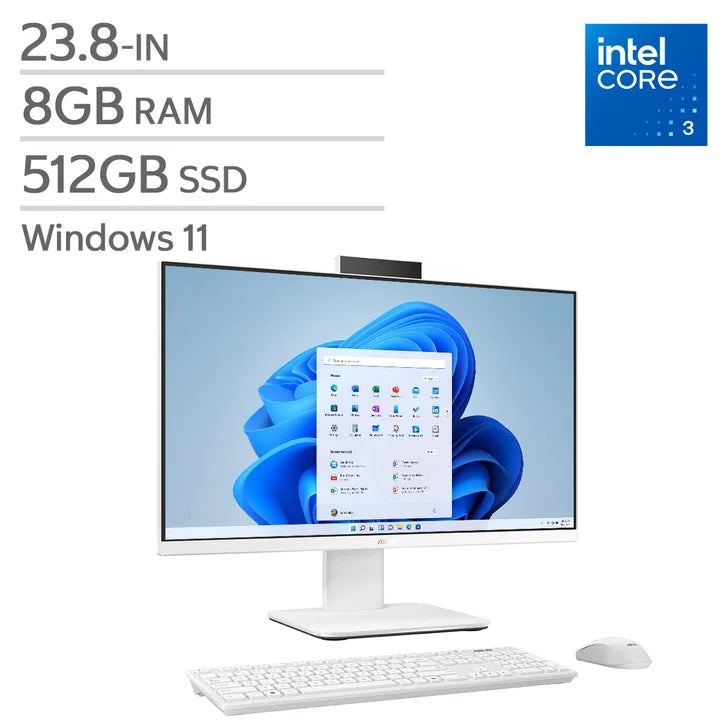 ASUS 23.8-in All-in-One Desktop, Intel Core i3-1315U - 8GB RAM, 512 GB SSD B2