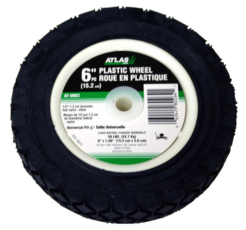 Atlas Lawn Mower Replacement Wheel, Wide Tread, 6-in x 1.5-in X3