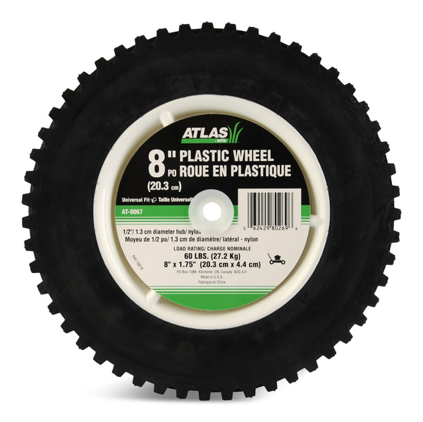 Atlas Plastic Lawn Mower Replacement Wheel with Geared Tread, 8-in x 1.75-in Z2