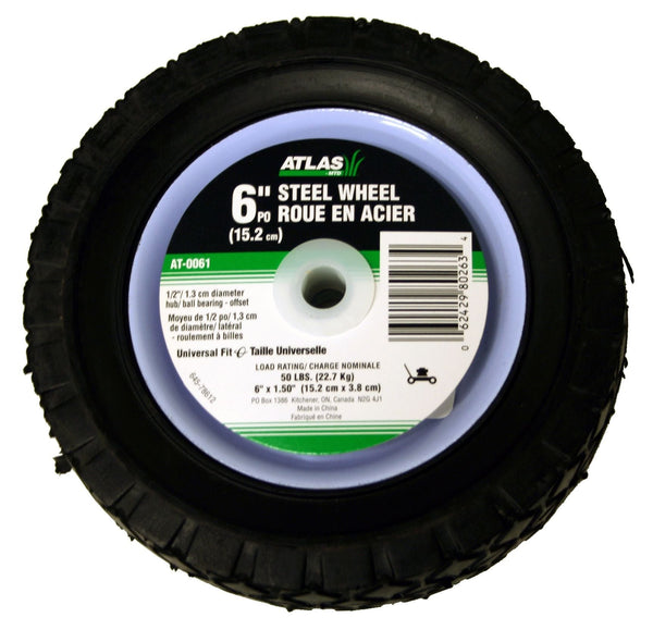 Atlas Steel Lawn Mower Wheel with Ball Bearings, 6-in x 1.5-in D9