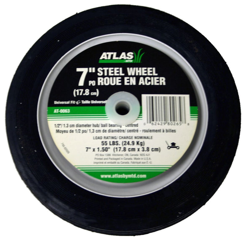 Atlas Steel Lawn Mower Wheel with Ball Bearings, 7-in x 1.5-in O7
