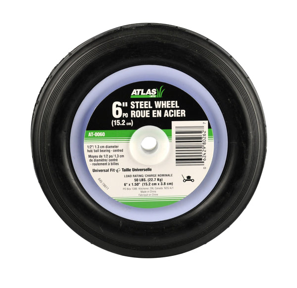 Atlas Steel Mower Wheel with Ball Bearings, 6-in O1
