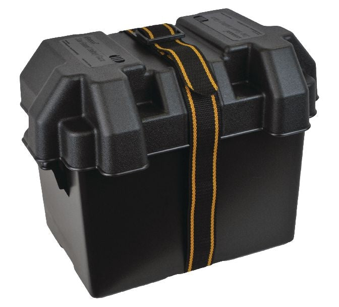 Attwood Polypropylene Vented Marine Battery Box with Strap & Mounting Hardware, Black, Assorted Sizes F5