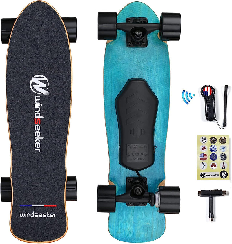 Electric Skateboard with Remote Control for Beginners Cruiser E-Ska with DIY Stickers L2