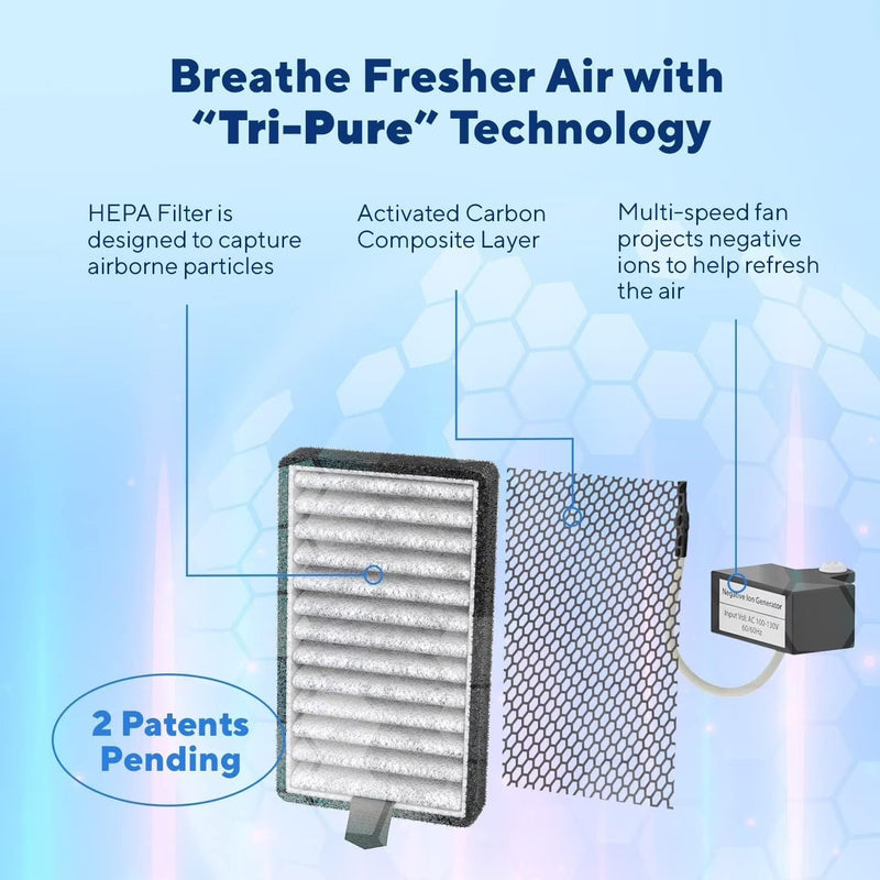 DSTx Portable Air Purifier - HEPA Filter, Plug-In Ionizer for Home, Bedroom, Pets, Smoke, Dust, and Odors A5