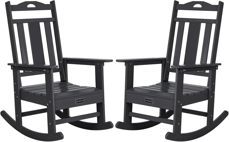 Outdoor Rocking Chairs Set of 2, HDPE All Weather Resistant Rocking Chair for Porch, Oversized Patio Rocker Chair for Adult, Outdoor Rockers for Garden Lawn Y8