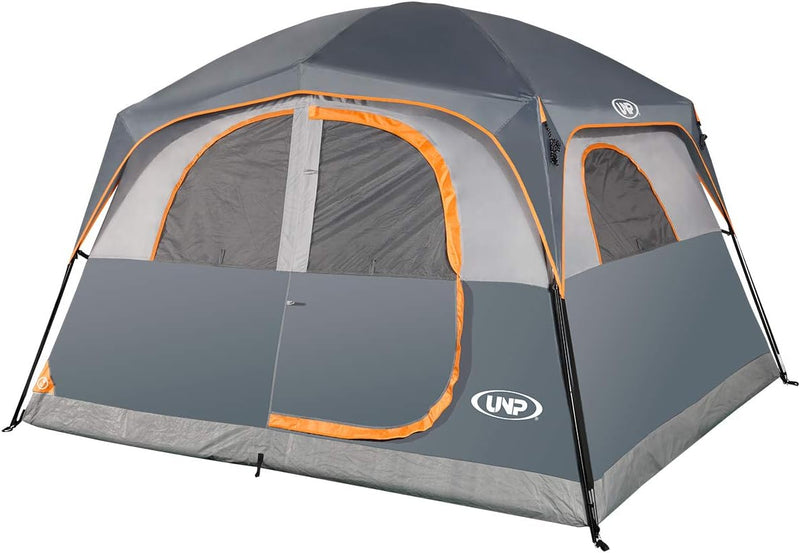 A 6-person waterproof and windproof portable family camping tent, with a double-layer structure, equipped with 1 mesh door and 5 large mesh windows - height of 10 feet × 9 feet × 78 inches (unit: inches) M4