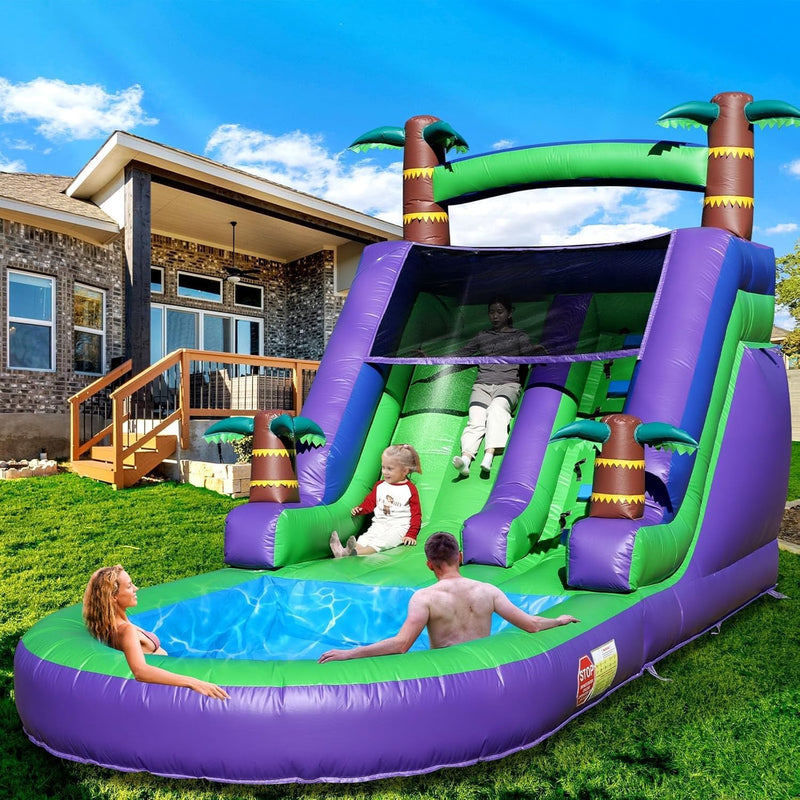 21FT(L) Commercial Grade Water Slide for Adults, (Heavy Duty Full PVC) (Big Splash Water Pool), 750w Blower, Inflatable Waterslide for Backyard, Outdoor Park, 21x9x12ft K1