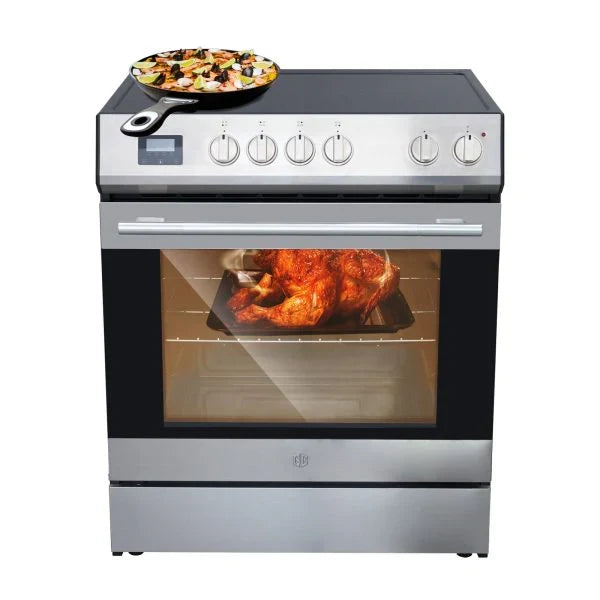 Front Control Electric Range Oven with 5 Cooktop Elements with 6 Cooking Power Options, Freestanding Oven, 5.0 cu. ft. Capacity Stainless Steel L0