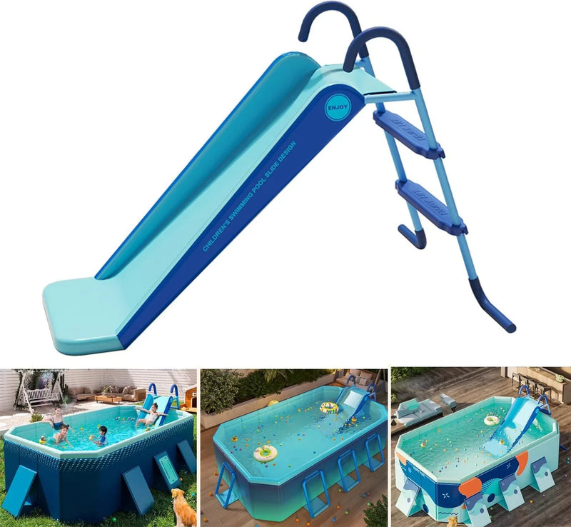 Pool Slide Inflatable Swimming Water Slide, Summer Swimming Pool Supplies Universal Trampoline Ladder Backyard Slide Home Playground Equipment T5