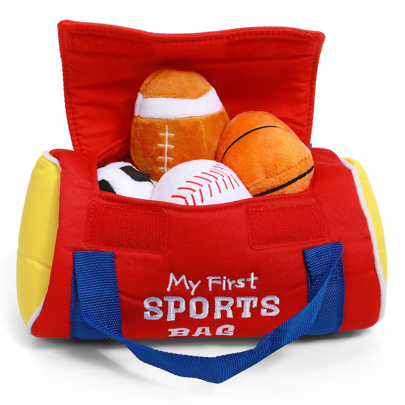 Baby GUND My First Sports Bag Stuffed Plush Playset, Baby Gift Toys, 8-in D8