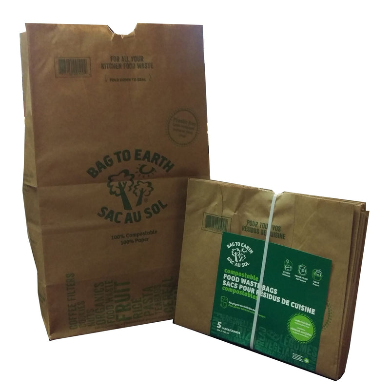 Bag to Earth Large Organic Compostable and Biodegradable Food Waste Bags, 5-pk, 45-L V2
