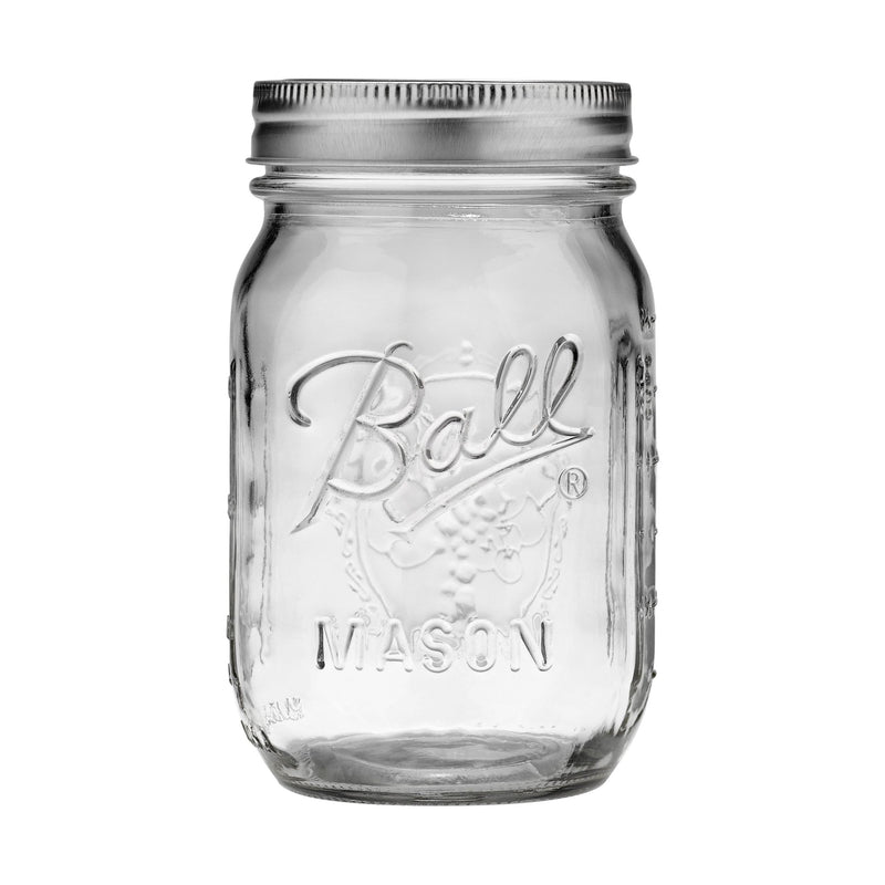 Ball Regular Mouth Pint Glass Mason Jar, 16-oz/473-mL, 8-pk P0