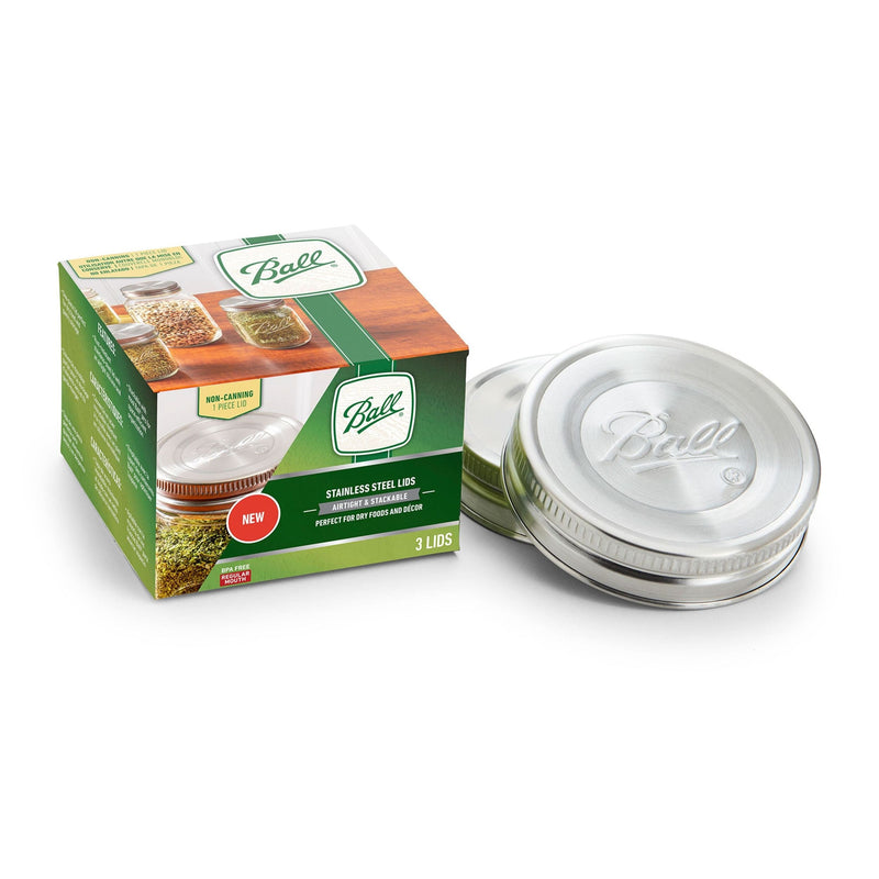 BALL Regular Mouth Stainless Steed Lids, Rust-Resistant, 3-pk M6