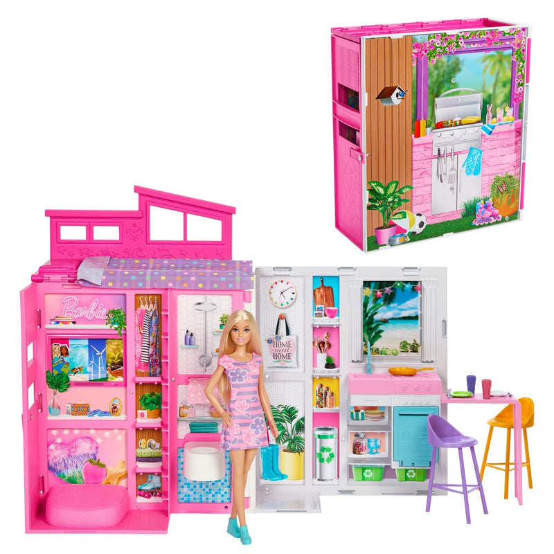 Barbie 2024 Getaway House Playset with Doll, Includes 4 Play Areas, Kids Ages 3+ Y2