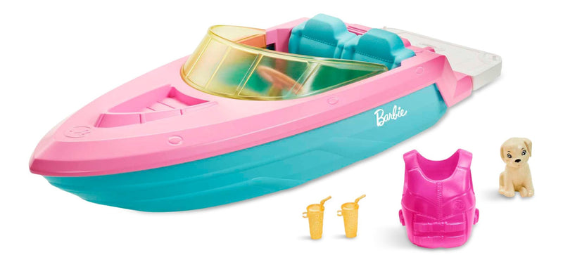 Barbie 3-Seater Floating Boat with Puppy & Accessories, Ages 3+ R1