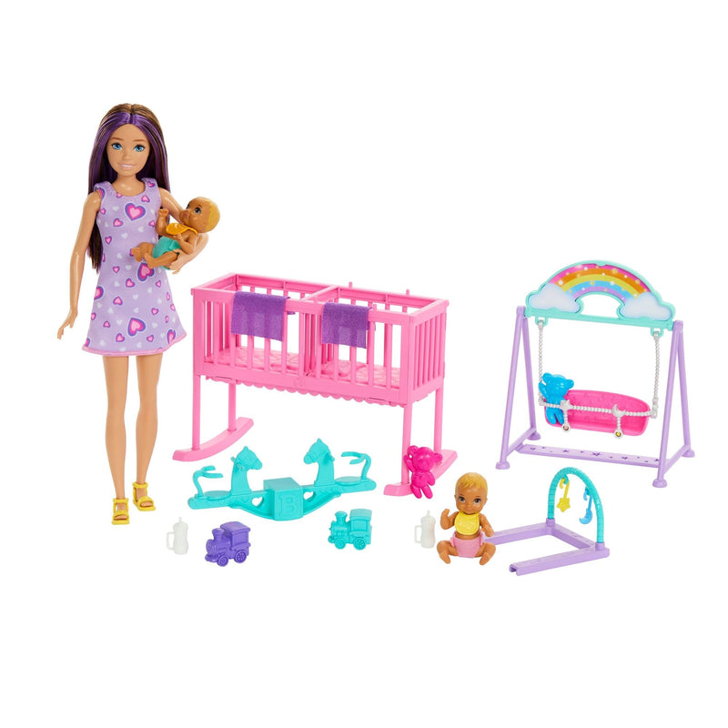 Barbie Skipper Babysitter Twinning Dolls & Toys Nursery Playset, Kids Ages 4+ Y7