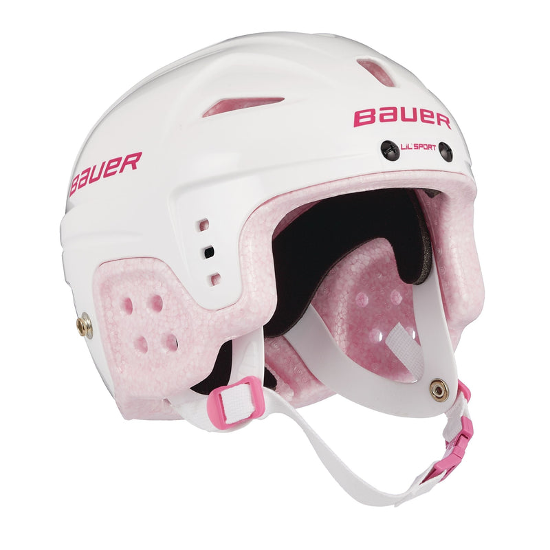 Bauer Lil' Sport Hockey Helmet, Youth, White & Pink B1