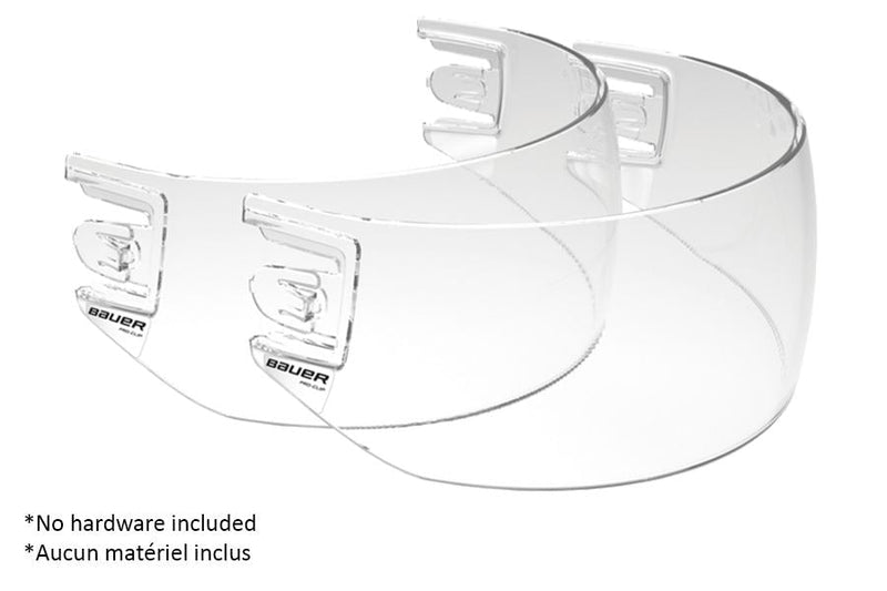 Bauer Pro-Clip Straight Hockey Helmet Visor Replacement without Clips, Junior/Senior, Clear, 2-pk H6