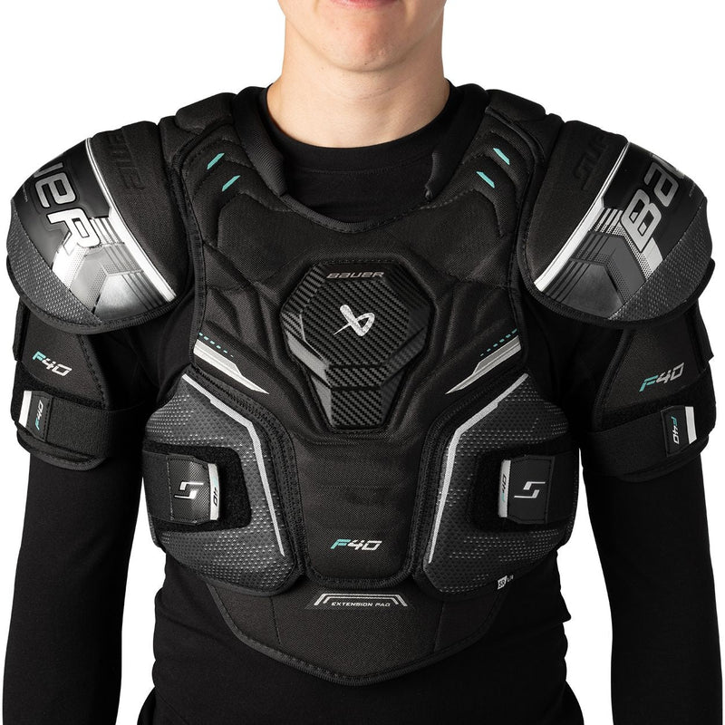 Bauer Supreme F40 Hockey Shoulder Pads, Intermediate, Black, Assorted Sizes O8