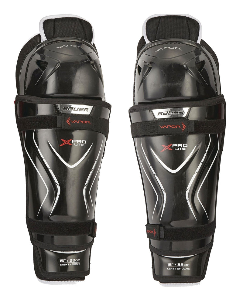 Bauer Vapor X Pro Lite Junior Hockey Shin Guards with Tapered Fit, Hyperlite HD Foam, Black P7
