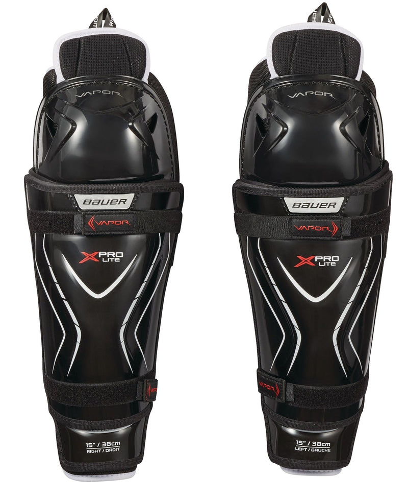 Bauer Vapor X Pro Lite Senior Hockey Shin Guards with Tapered Fit, Hyperlite HD Foam, Black Y9
