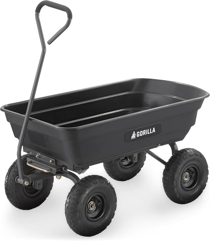 Heavy-duty multi-purpose garbage transfer cart garden cart, equipped with pneumatic tires, capacity 4 cubic feet - 600 pounds load capacity, outdoor wheeled cart, suitable for garden, gardening and landscaping work. C0