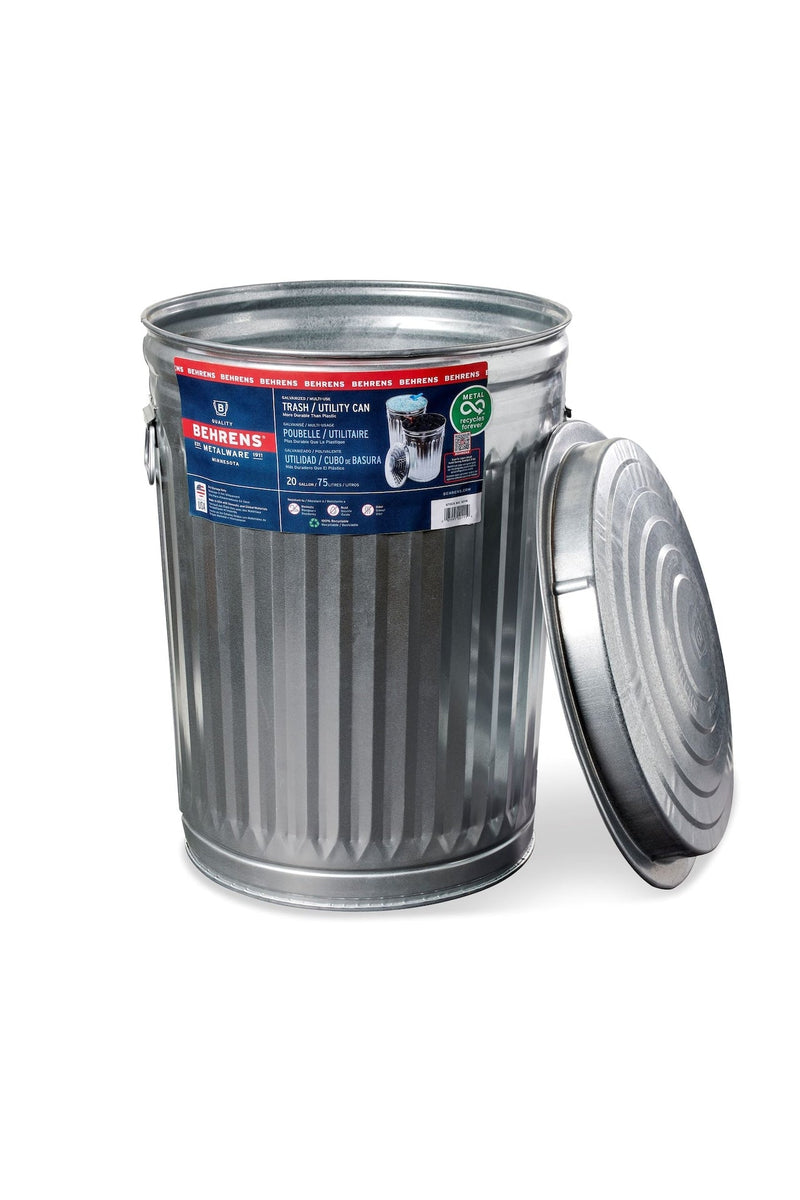 Behrens Galvanized Steel Circular Multi-Purpose Garbage Can, 75-L (19.8 US gal) F8