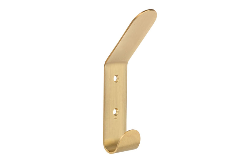 Bent Metal Double Hook, Satin Brass R9